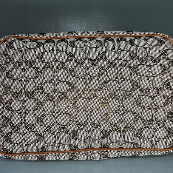 Coach Large Crystal Kisslock Frame Leather Shoulder Bag - Picture 5 of 9